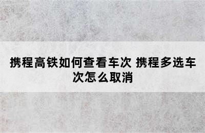 携程高铁如何查看车次 携程多选车次怎么取消